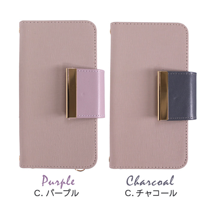 2WAY本革ショルダー 手帳型スマホケース【ストラップ付き】全機種対応