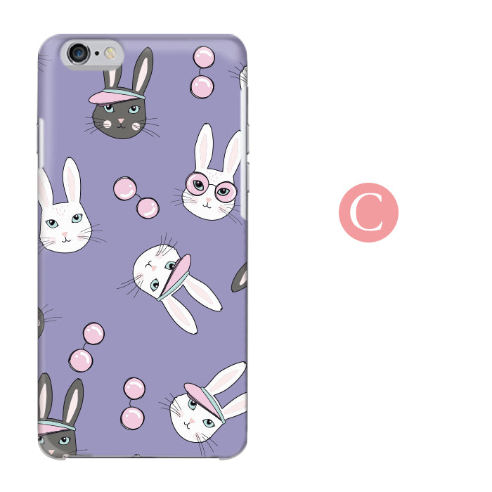 ゆるうさぎパターン ハードスマホケース 全機種対応・軽量薄型