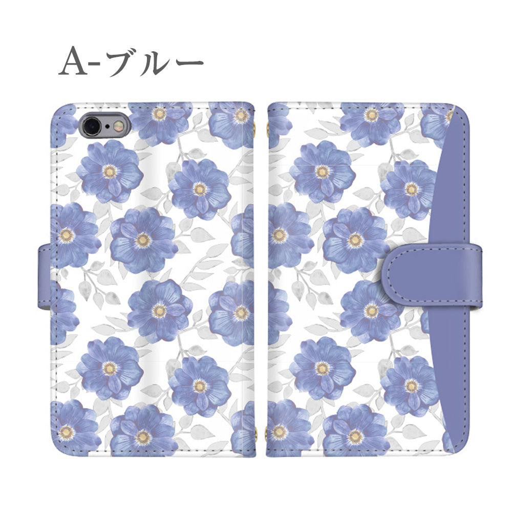 パステルフラワー 手帳型スマホケース 全機種対応・カード収納/ミラー付き選択可