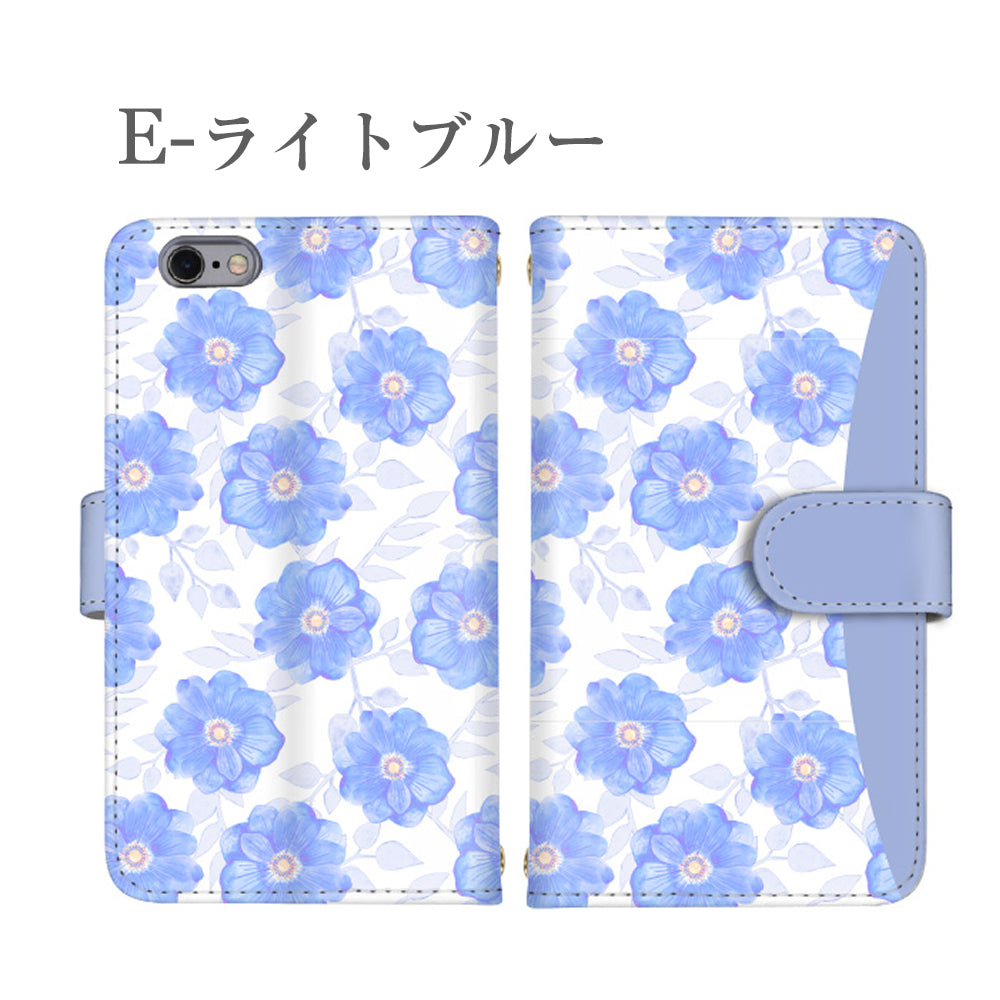 パステルフラワー 手帳型スマホケース 全機種対応・カード収納/ミラー付き選択可